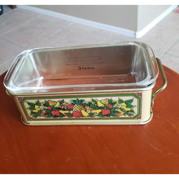 Pyrex telafori set loaf Casserole #218 dish & metal  carry w handles - Picture 10 of 11